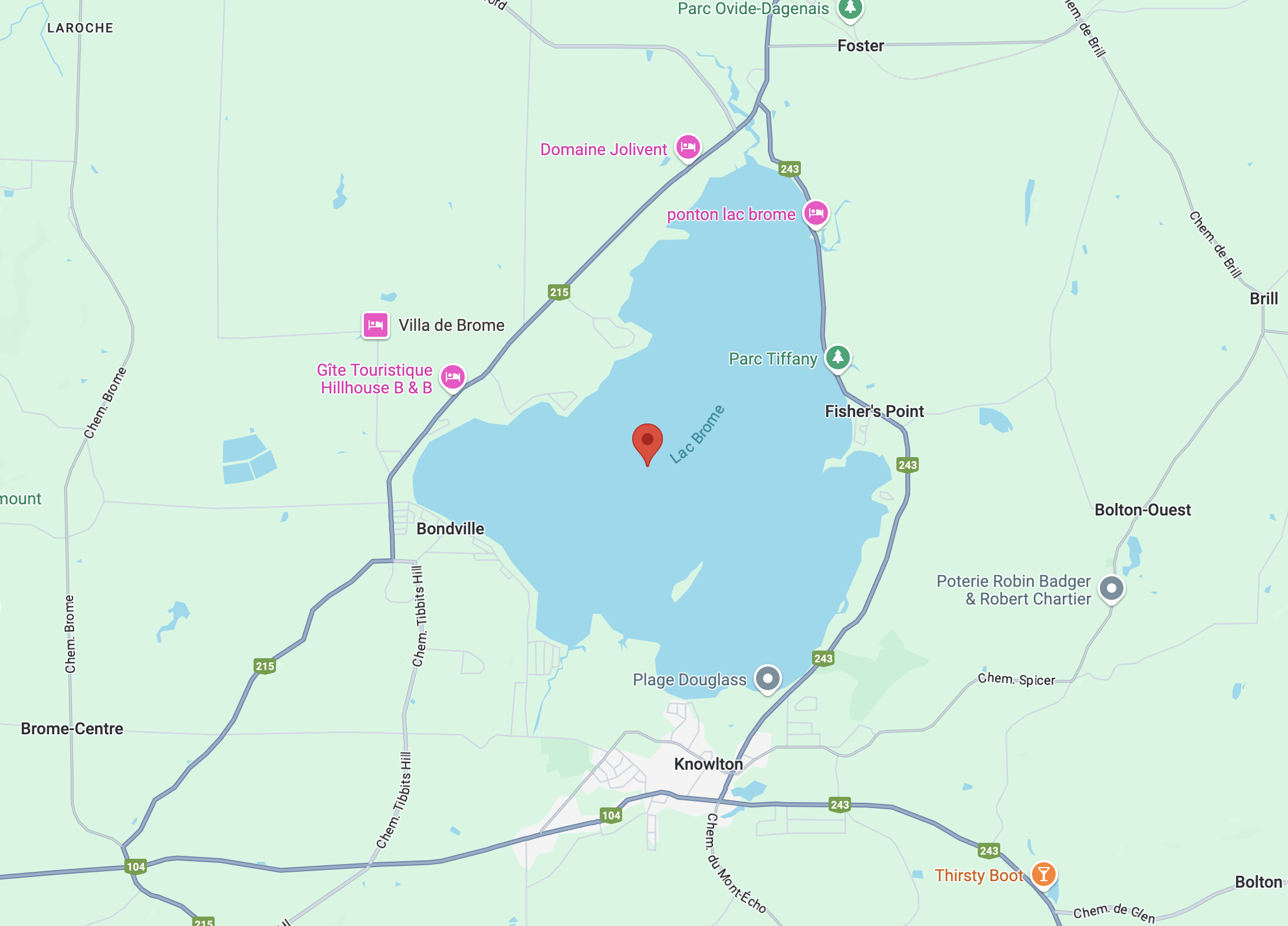 Map showing location of Knowlton